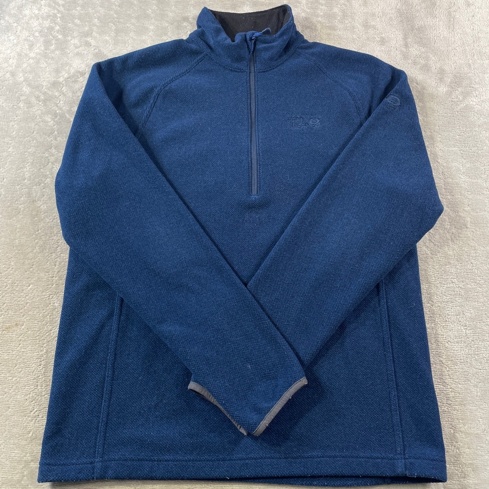 Mountain Hardwear 1/4 Zip Pullover Toasty Tweed Mens Medium Blue Waffle Knit